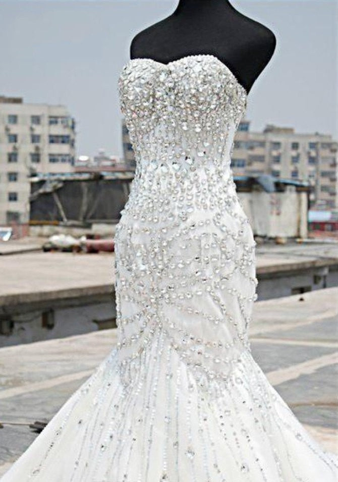 Gorgeous Vneck Lace Ballgown Cute Wedding Dress with Bling Spaghetti Straps  G78046 - GemGrace.com